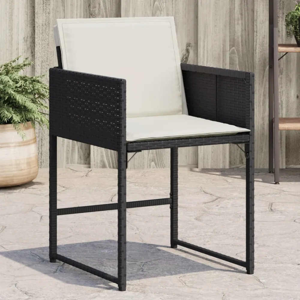 Tuinstoelen 4 st met kussens poly rattan zwart vidaXL