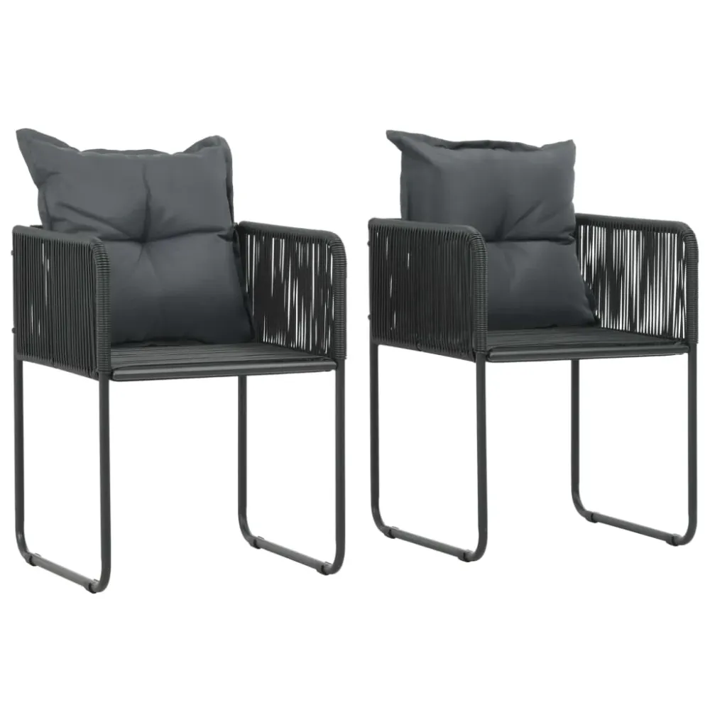 Tuinstoelen 2 st met kussens poly rattan zwart vidaXL