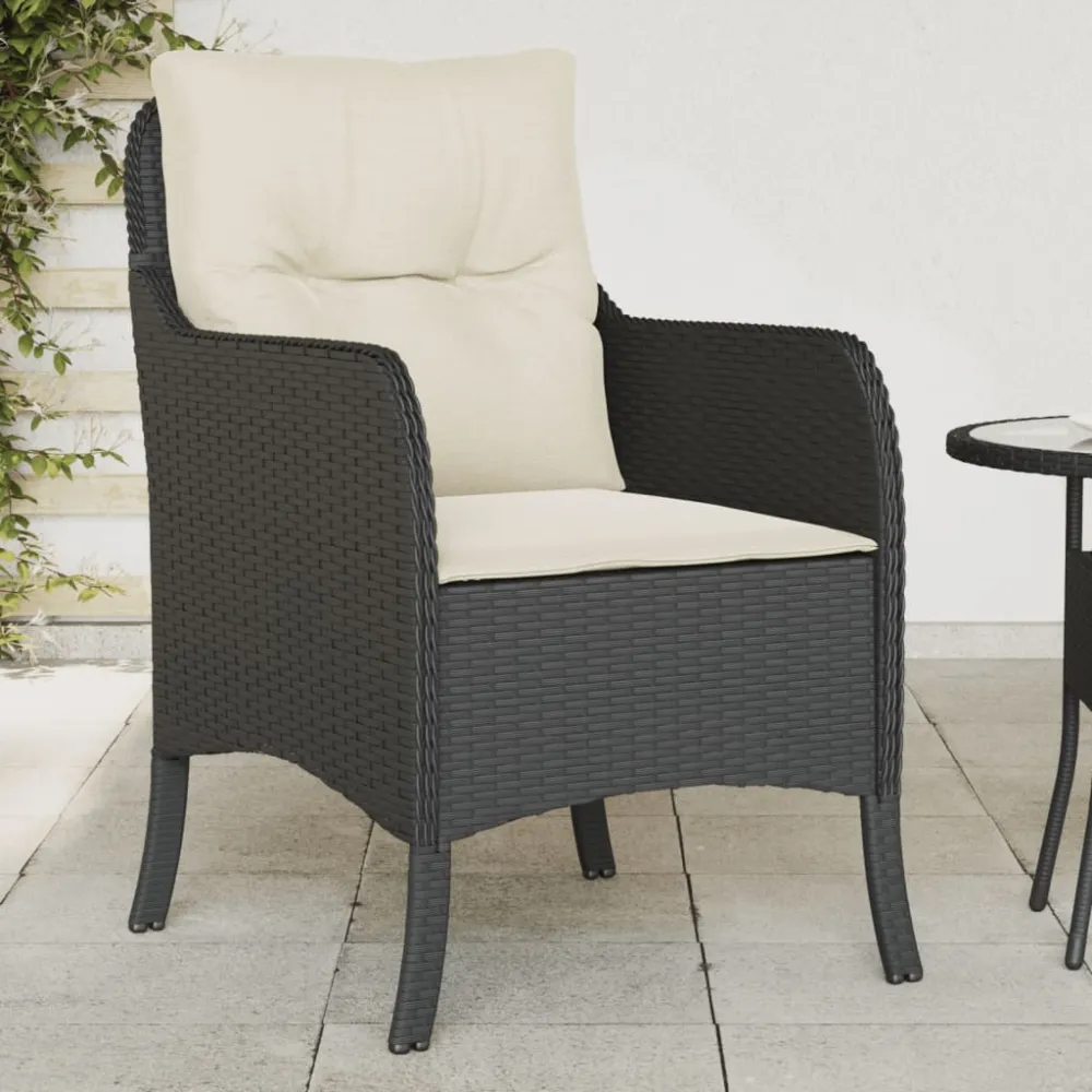 Tuinstoelen 2 st met kussens poly rattan zwart vidaXL