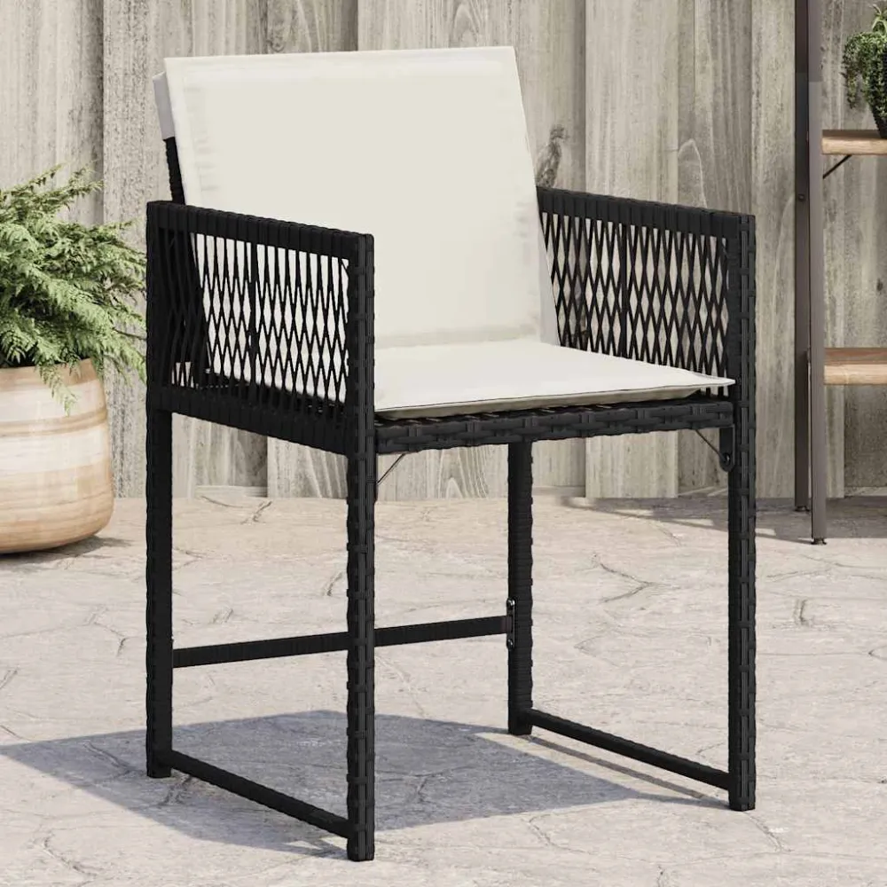 Tuinstoelen 4 st met kussens poly rattan zwart vidaXL