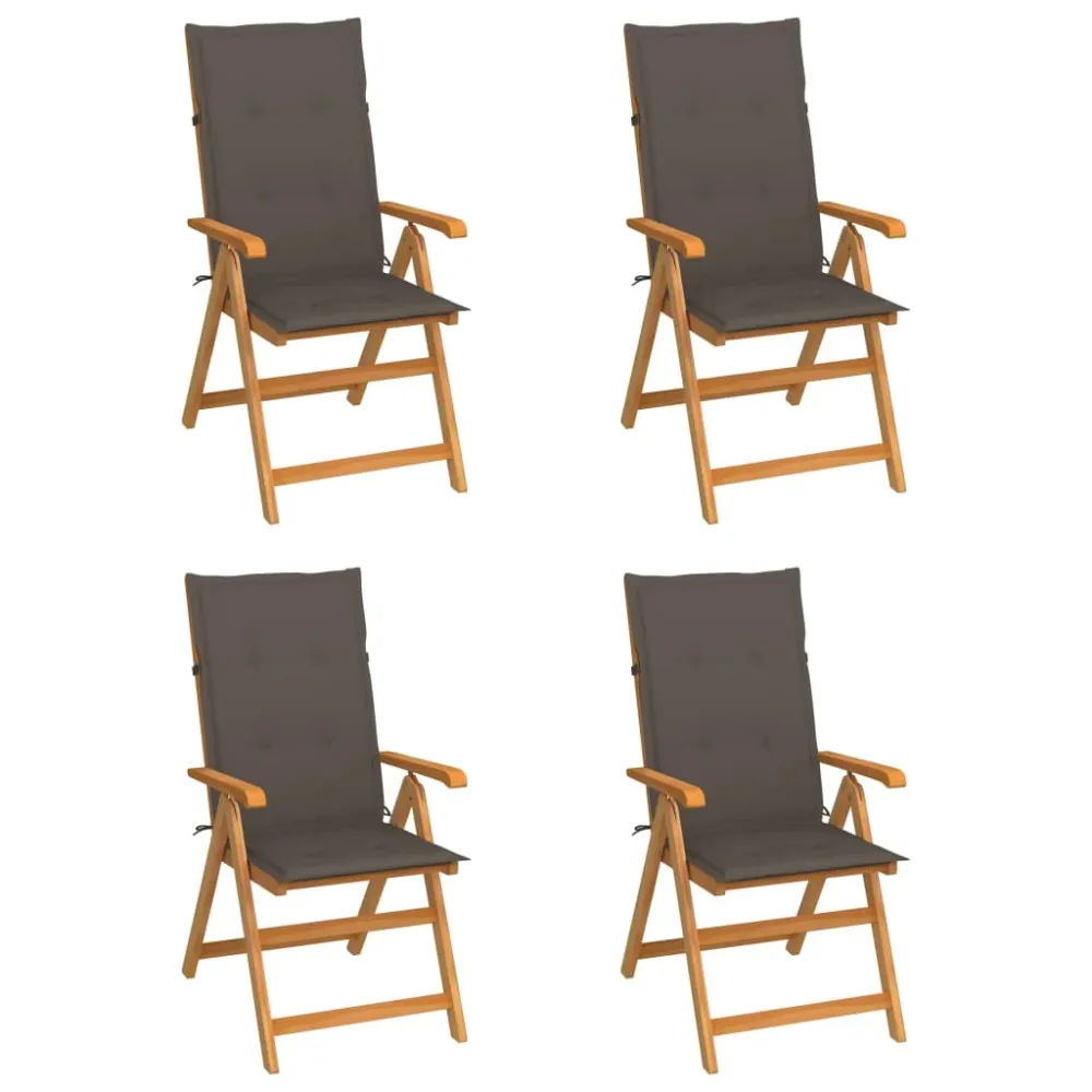 Tuinstoelen 4 st met taupe kussens massief teakhout vidaXL