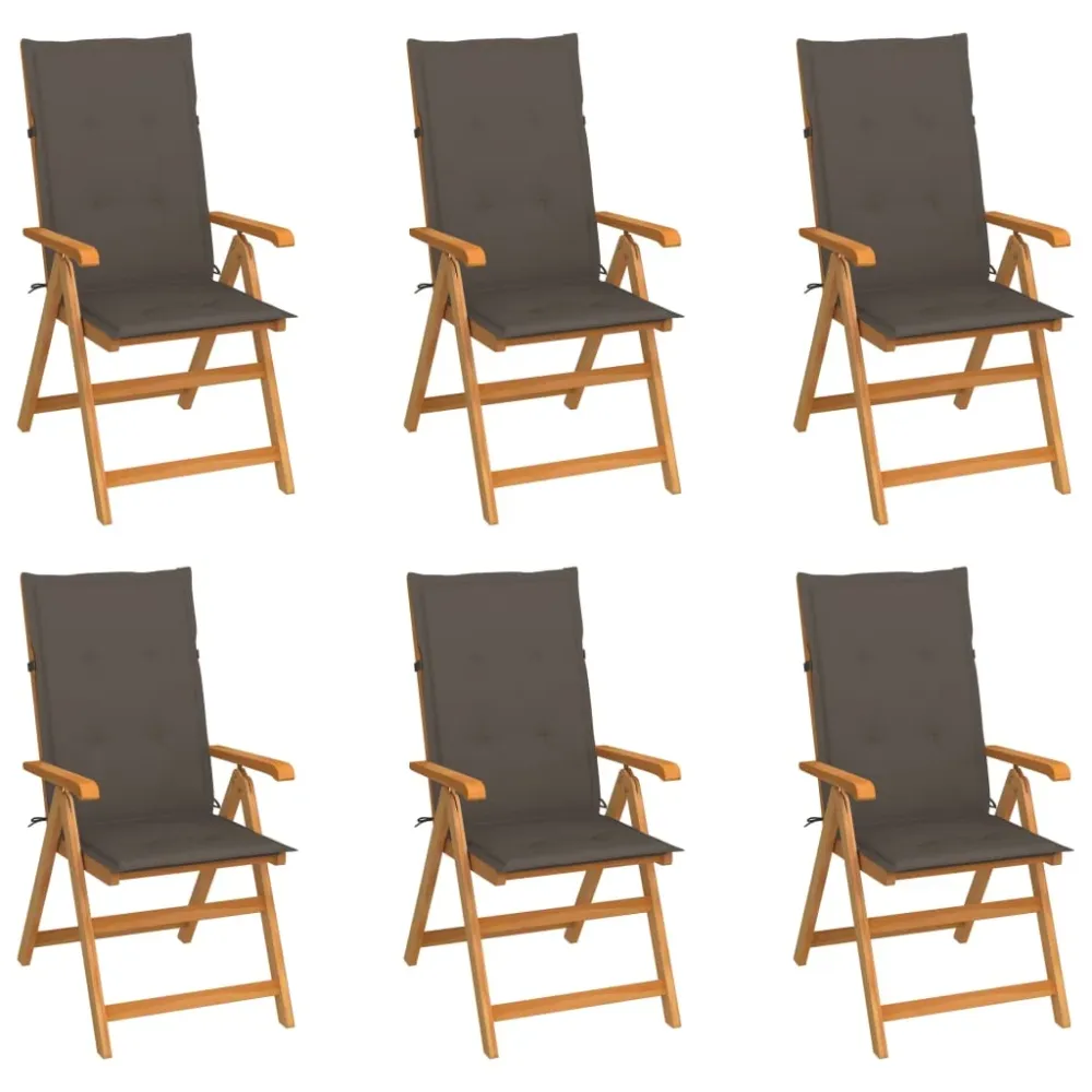 Tuinstoelen 6 st met taupe kussens massief teakhout vidaXL