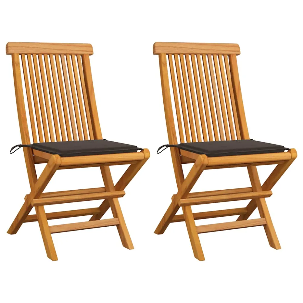 Tuinstoelen 2 st met taupe kussens massief teakhout vidaXL