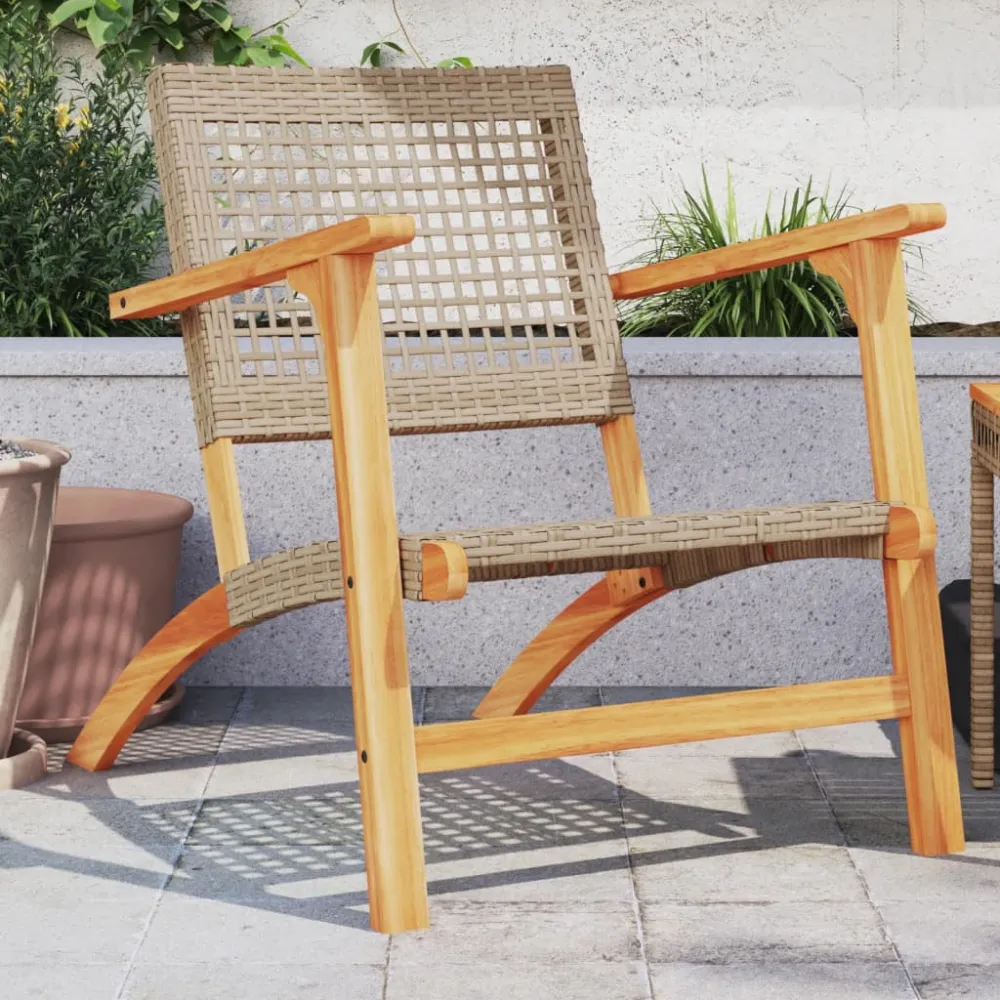Tuinstoelen 2 st poly rattan en acaciahout beige vidaXL