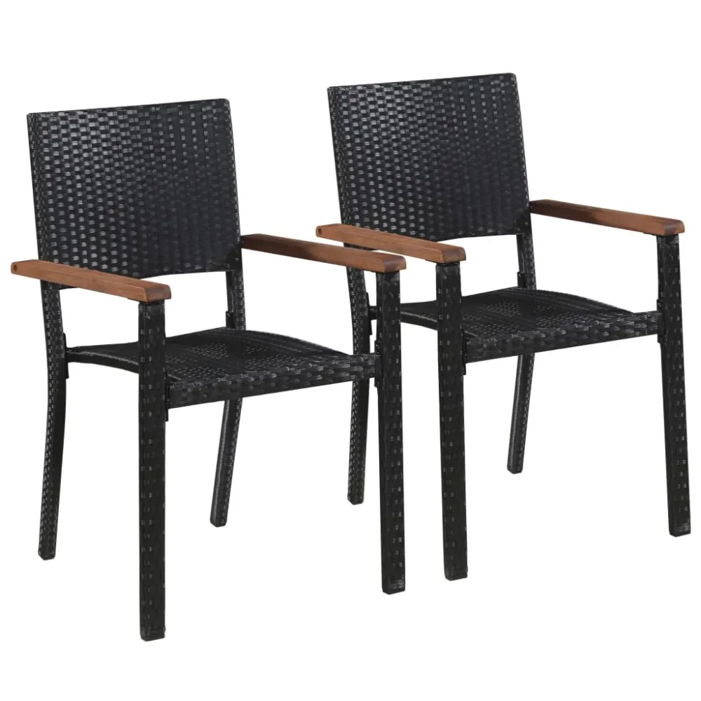Tuinstoelen 2 st poly rattan zwart vidaXL