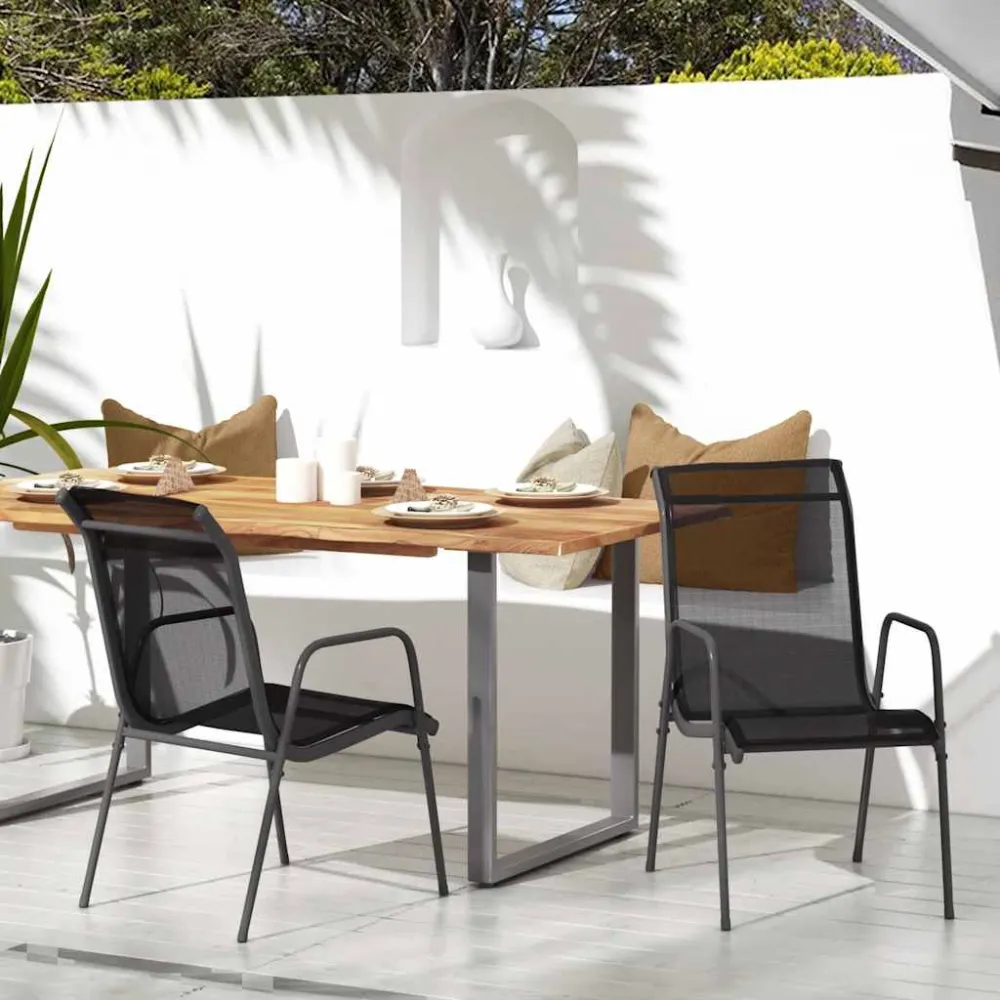 Tuinstoelen 2 st staal en textileen zwart vidaXL
