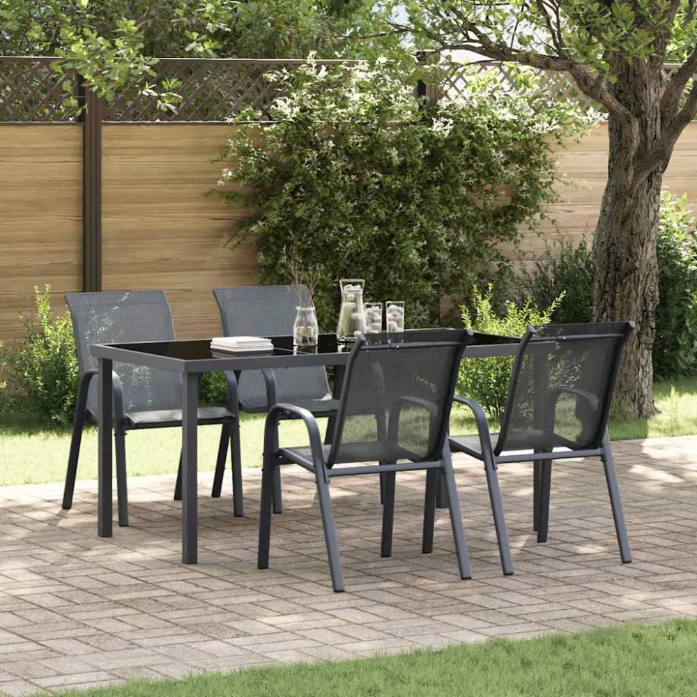 Tuinstoelen stapelbaar 4 st textileen stof grijs vidaXL