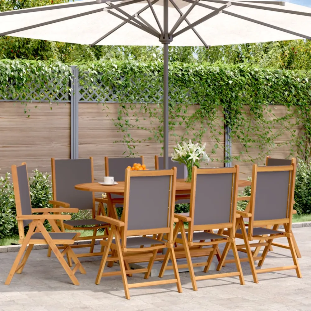 Tuinstoelen 8 st verstelbaar hout en stof antracietkleurig vidaXL