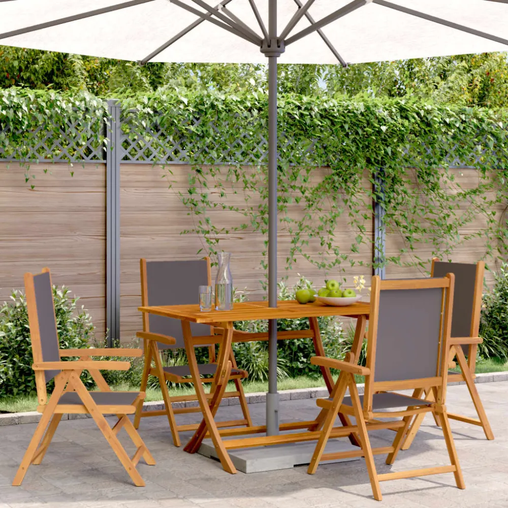 Tuinstoelen 4 st verstelbaar hout en stof antracietkleurig vidaXL