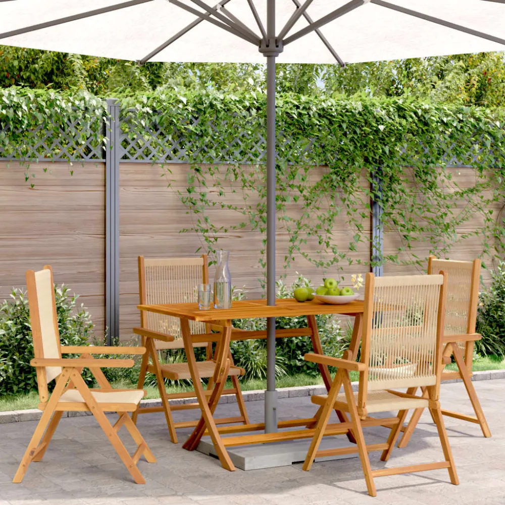 Tuinstoelen 4 st verstelbaar massief acaciahout beige vidaXL