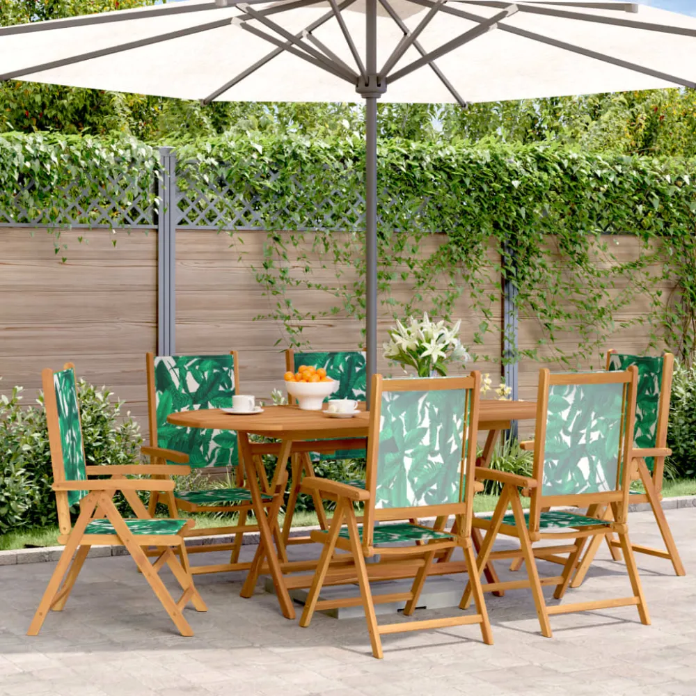 Tuinstoelen 6 st verstelbaar massief hout en stof groen vidaXL
