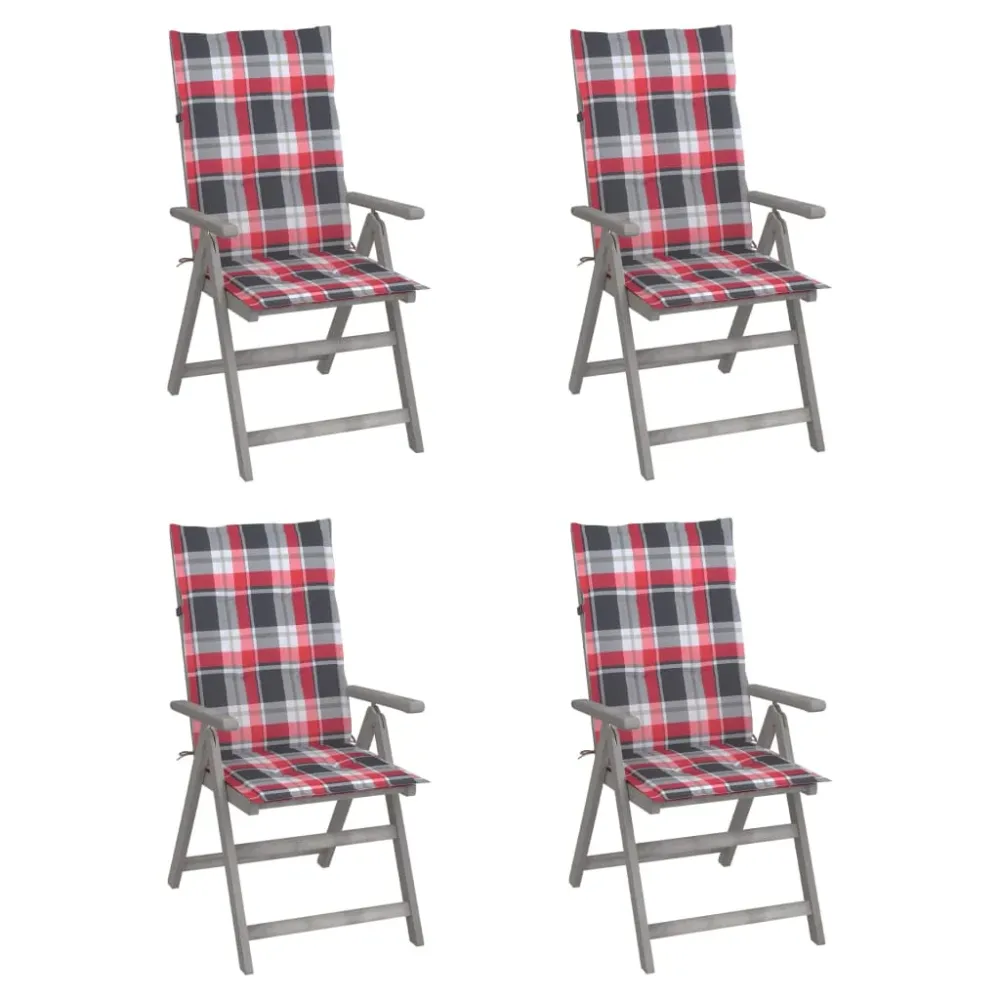 Tuinstoelen 4 st verstelbaar met kussens massief acaciahout vidaXL