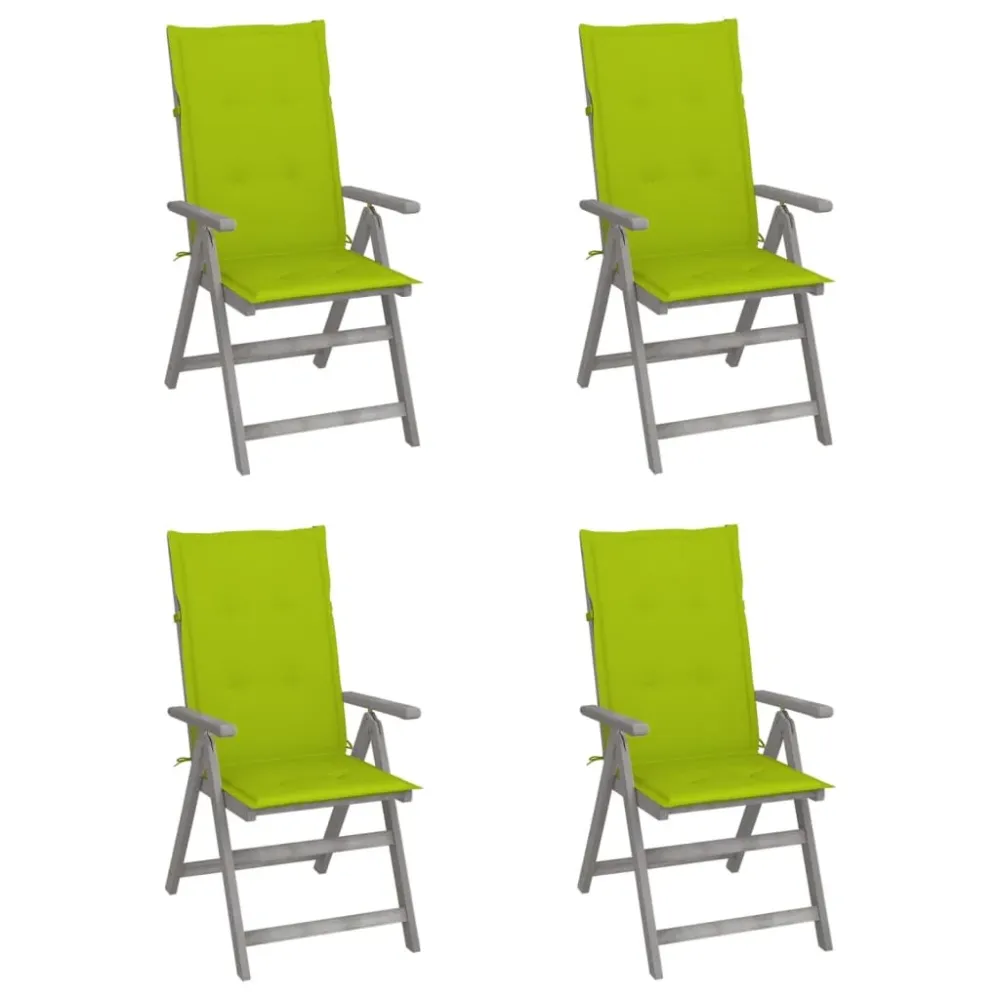 Tuinstoelen 4 st verstelbaar met kussens massief acaciahout vidaXL