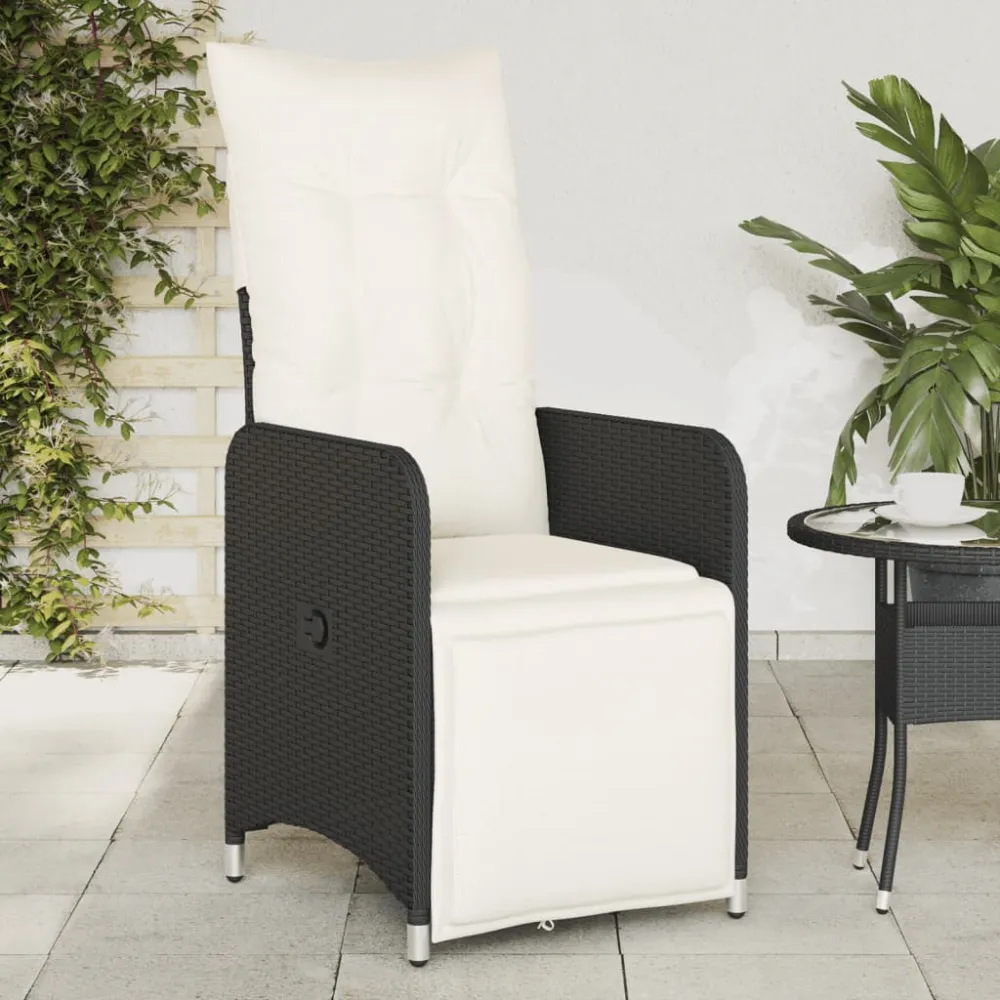Tuinstoelen 2 st verstelbaar met kussens poly rattan zwart vidaXL