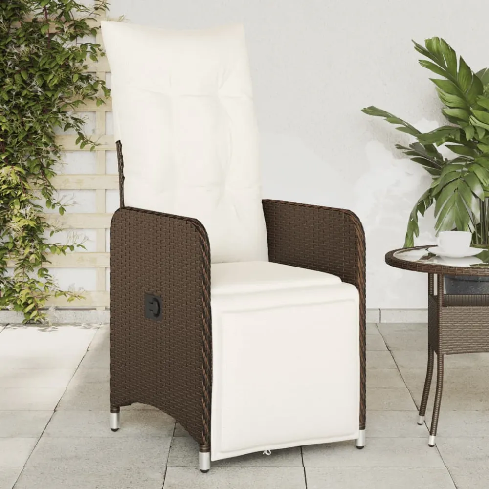 Tuinstoelen 2 st verstelbaar met kussens poly rattan bruin vidaXL