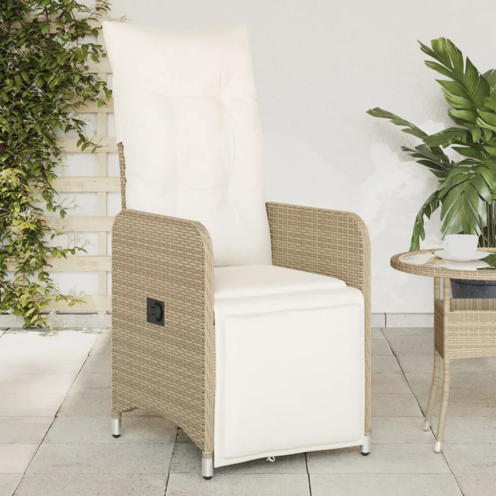 Tuinstoelen 2 st verstelbaar met kussens poly rattan beige vidaXL