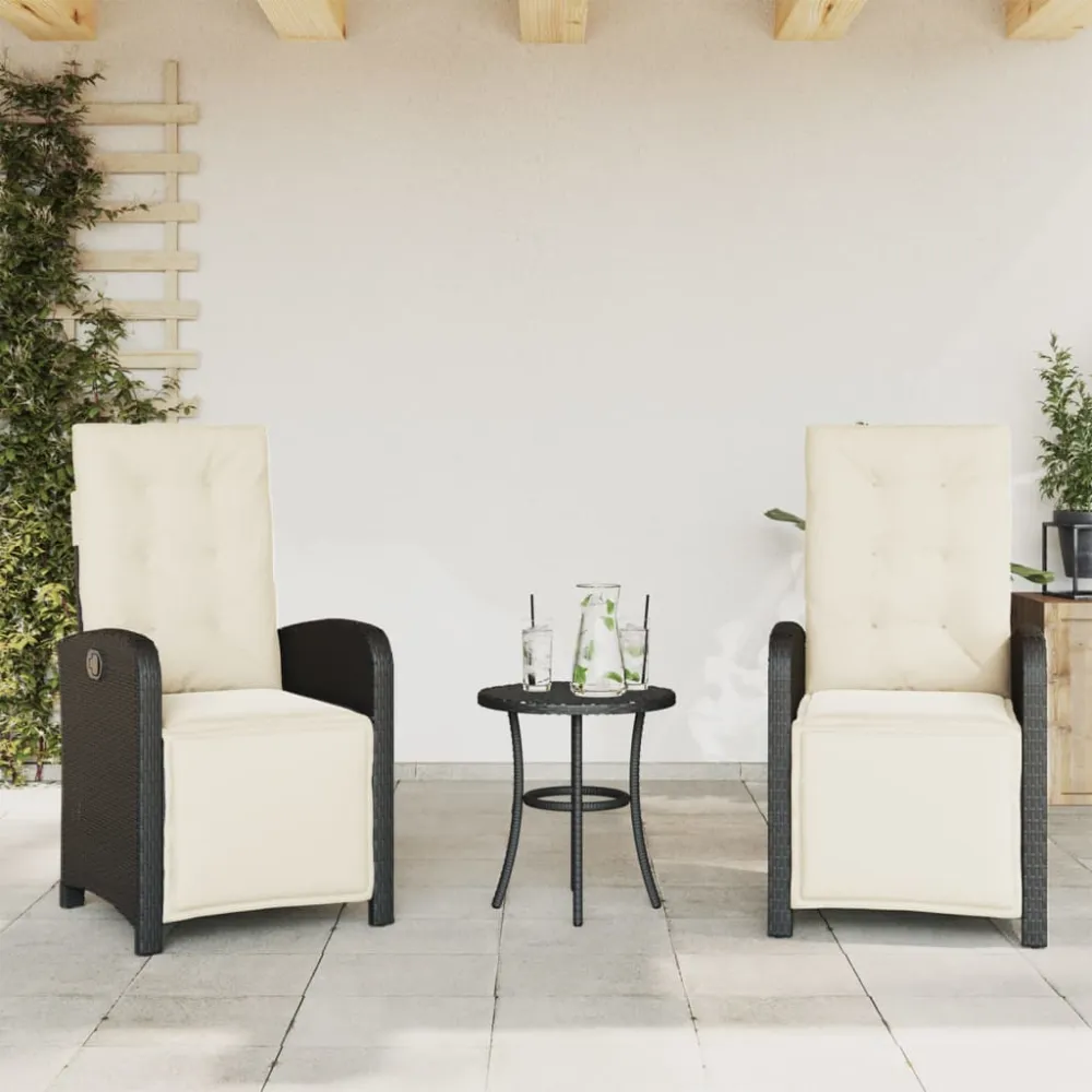 Tuinstoelen 2 st verstelbaar met voetensteun poly rattan zwart vidaXL