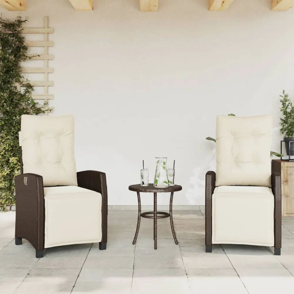 Tuinstoelen 2 st verstelbaar met voetensteun poly rattan bruin vidaXL