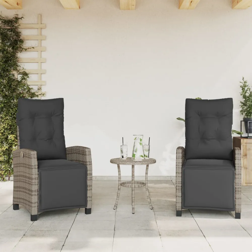 Tuinstoelen 2 st verstelbaar met voetensteun poly rattan grijs vidaXL