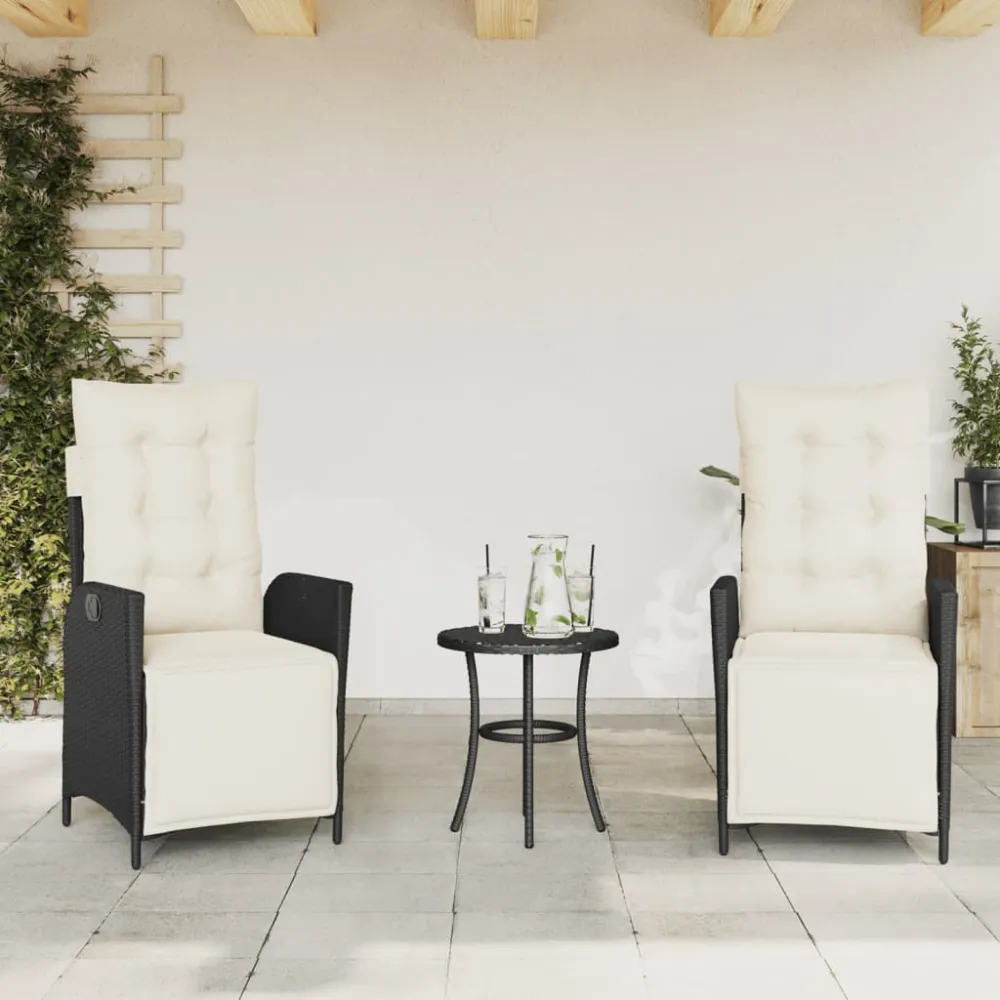 Tuinstoelen 2 st verstelbaar met voetensteun poly rattan zwart vidaXL