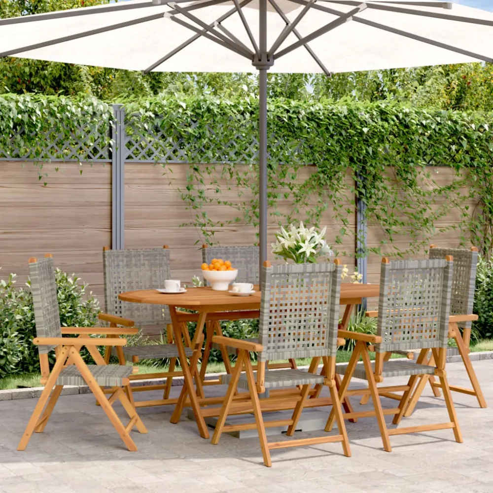 Tuinstoelen 6 st verstelbaar poly rattan en massief hout grijs vidaXL