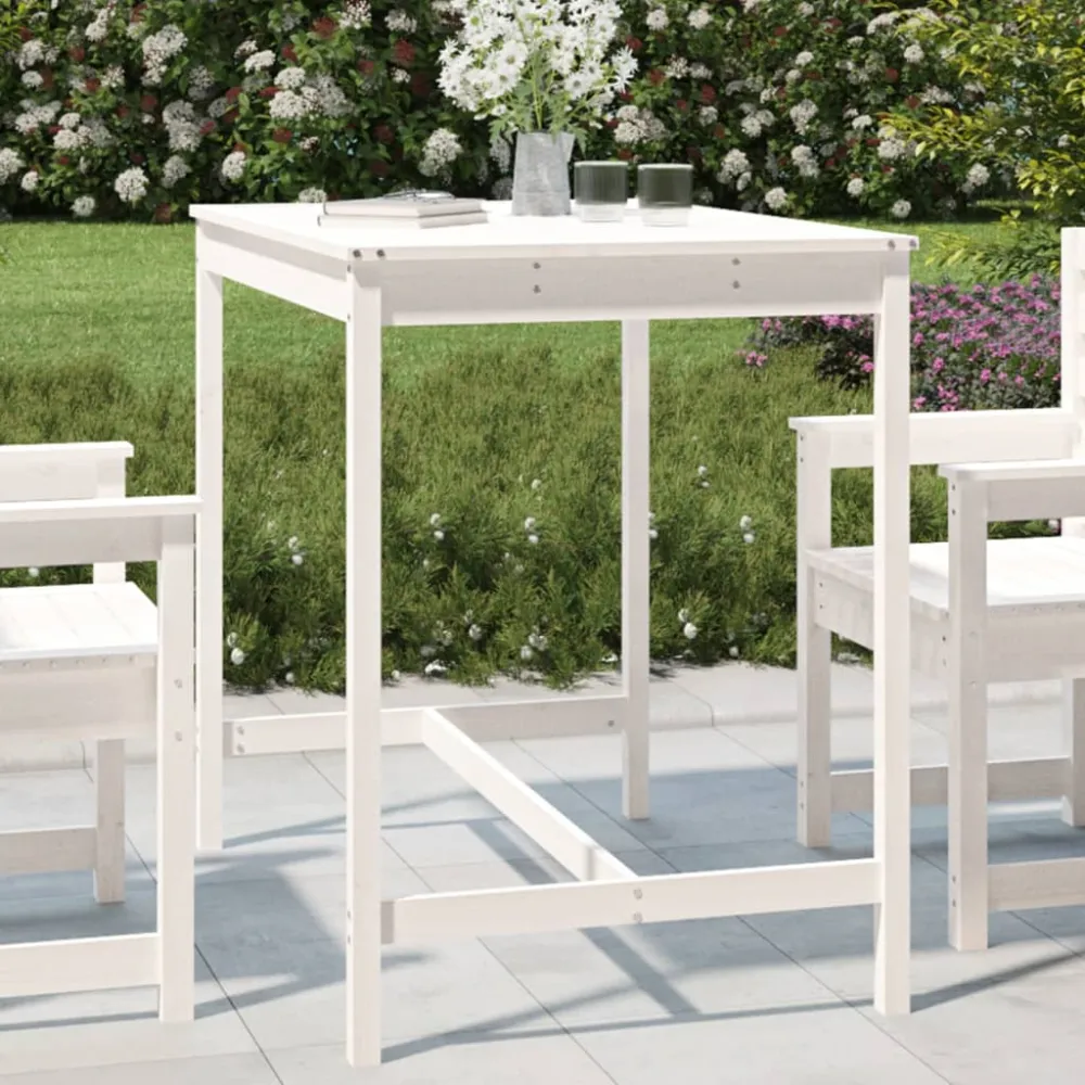 Tuintafel 121x82,5x110 cm massief grenenhout wit vidaXL
