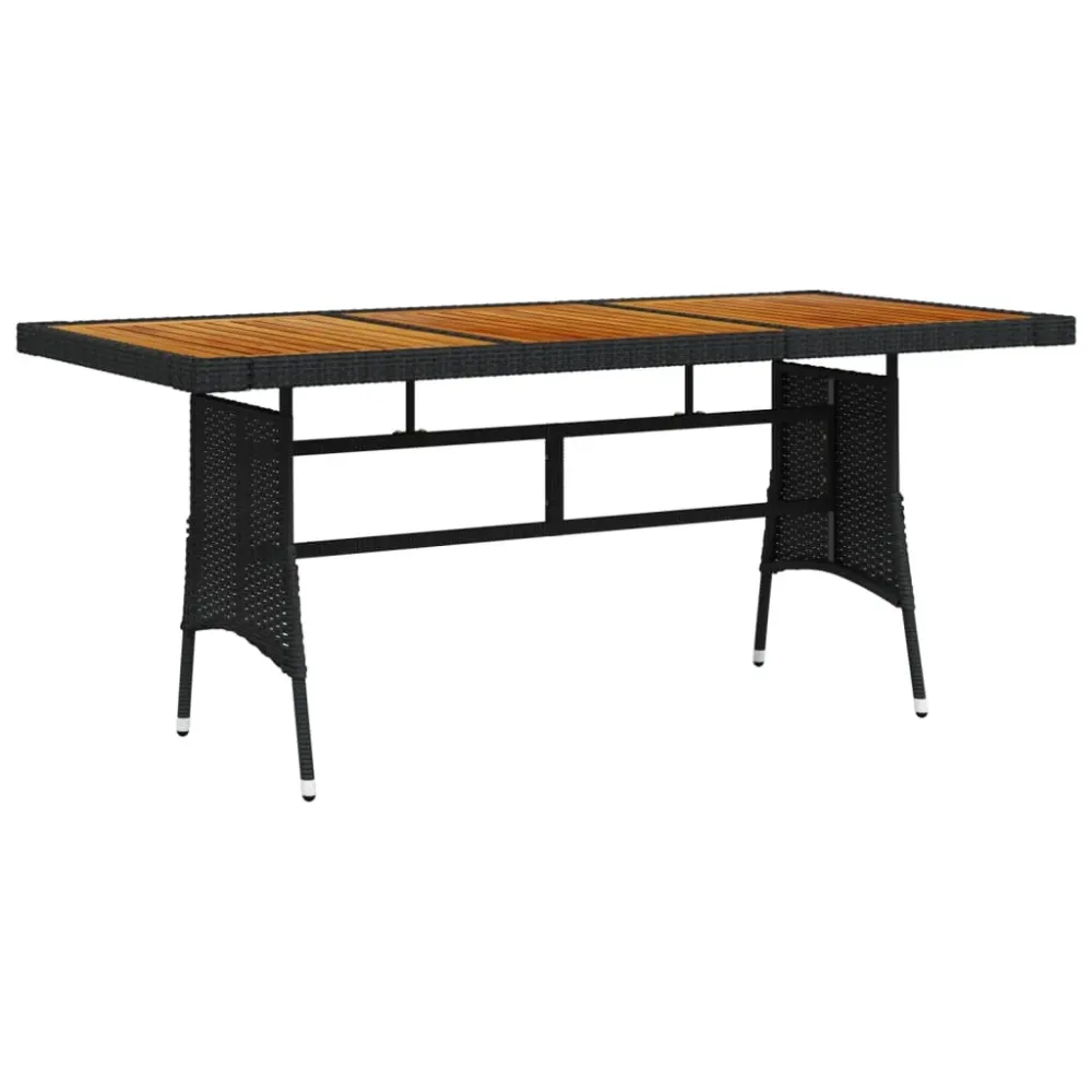 Tuintafel 160x70x72 cm poly rattan en massief acaciahout zwart vidaXL