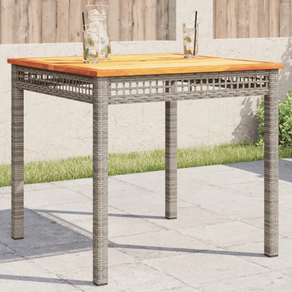 Tuintafel 80x80x75 cm poly rattan en acaciahout grijs vidaXL