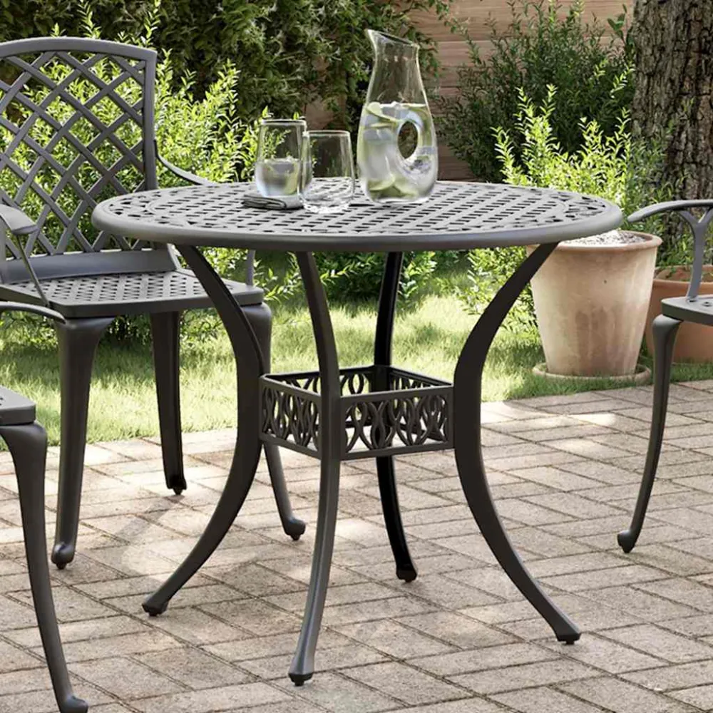 Tuintafel Ø 90x75 cm gietaluminium zwart vidaXL