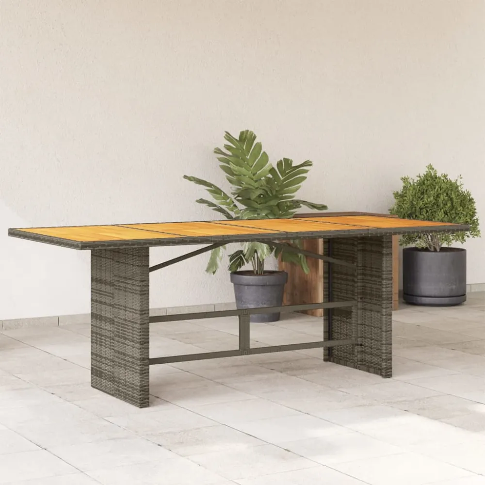 Tuintafel met acaciahouten blad 190x80x74 cm poly rattan grijs vidaXL