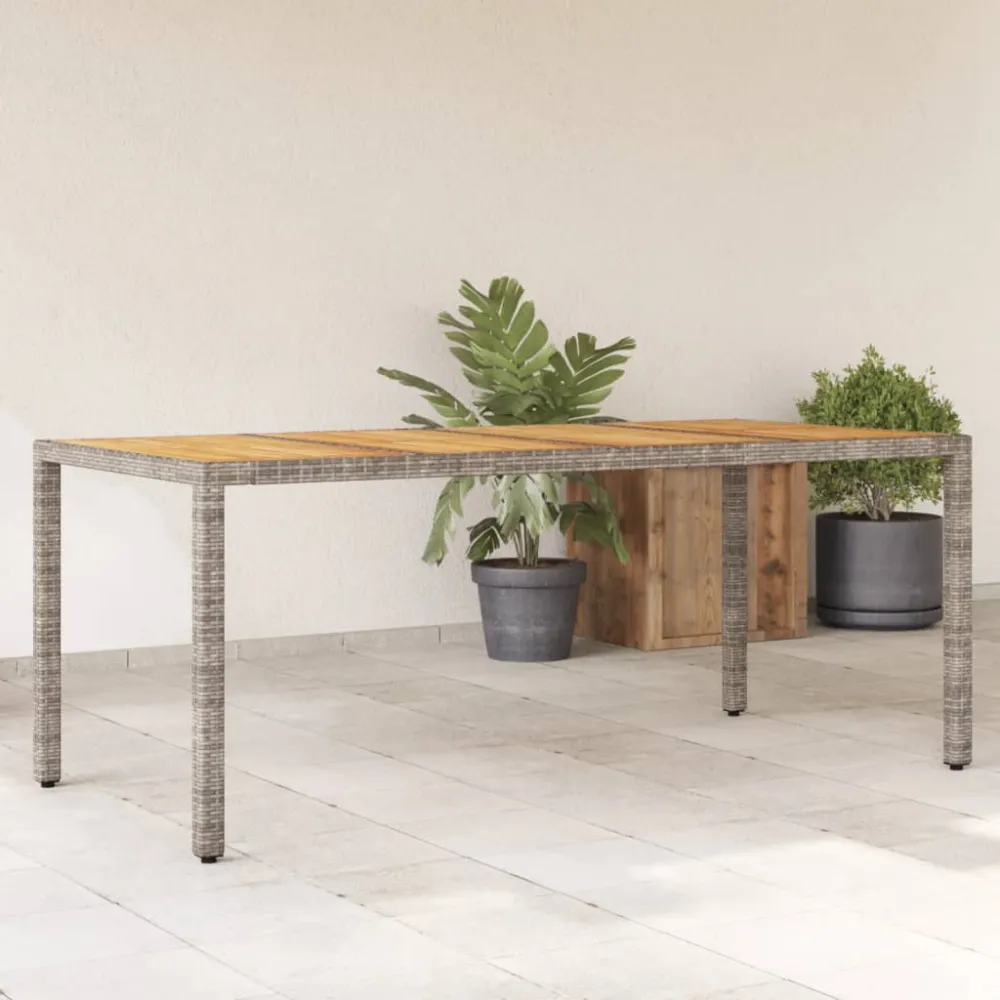 Tuintafel met acaciahouten blad 190x90x75 cm poly rattan grijs vidaXL
