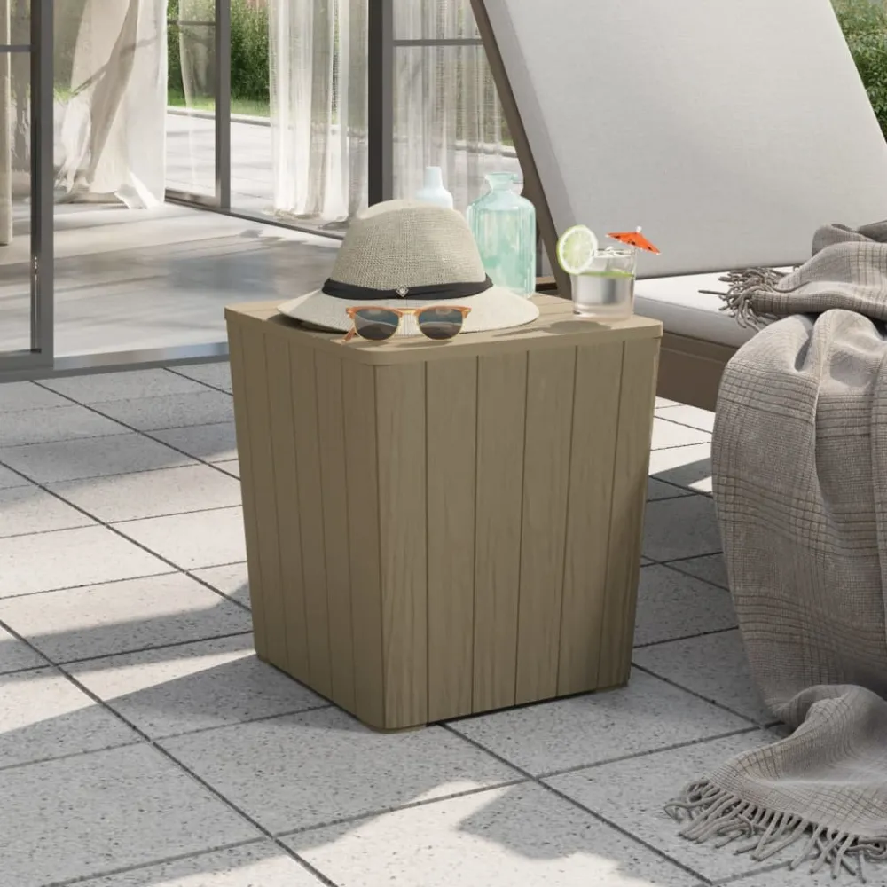 Tuintafel met afneembaar deksel polypropeen lichtbruin vidaXL