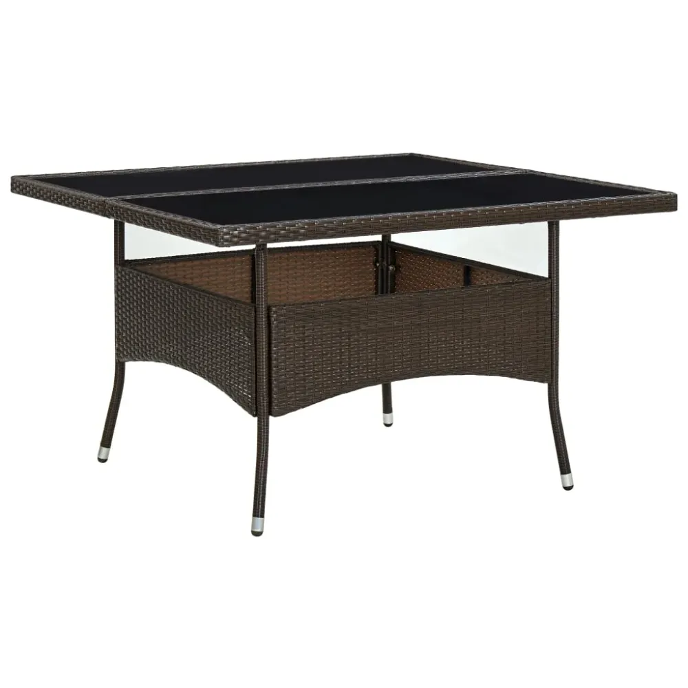 Tuintafel poly rattan en glas bruin vidaXL
