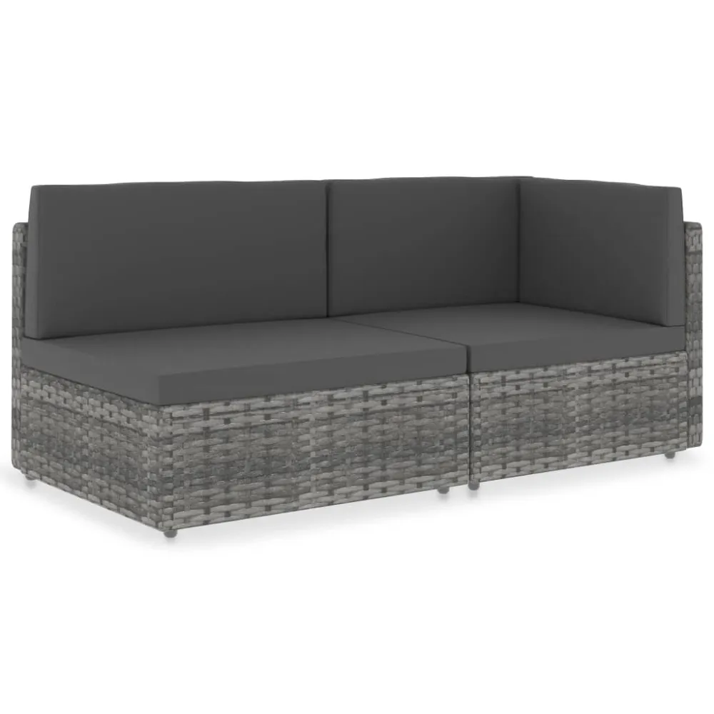 Tweezitsbank sectioneel poly rattan grijs vidaXL