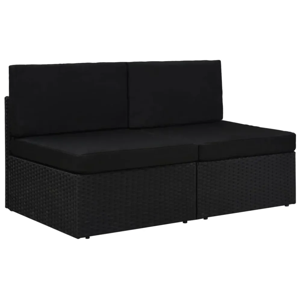 Tweezitsbank sectioneel poly rattan zwart vidaXL