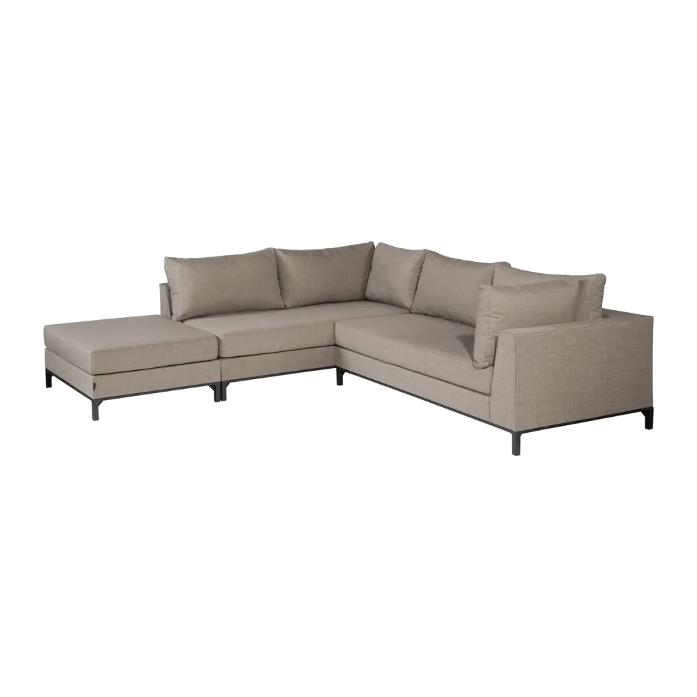 WOOOD loungeset tuin Sicilië - Aluminium - Taupe - 60x262x246