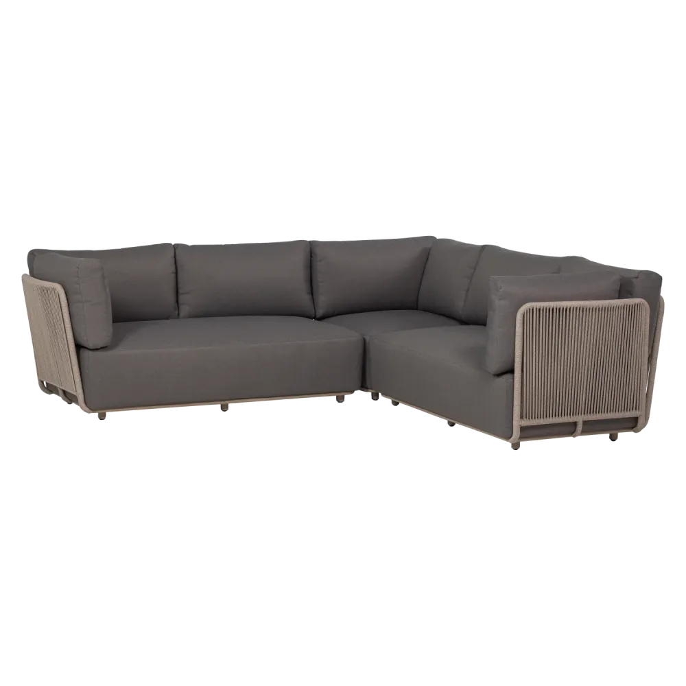 WOOOD loungeset tuin Sora - Metaal/Touw - Bruin - 73x269x269