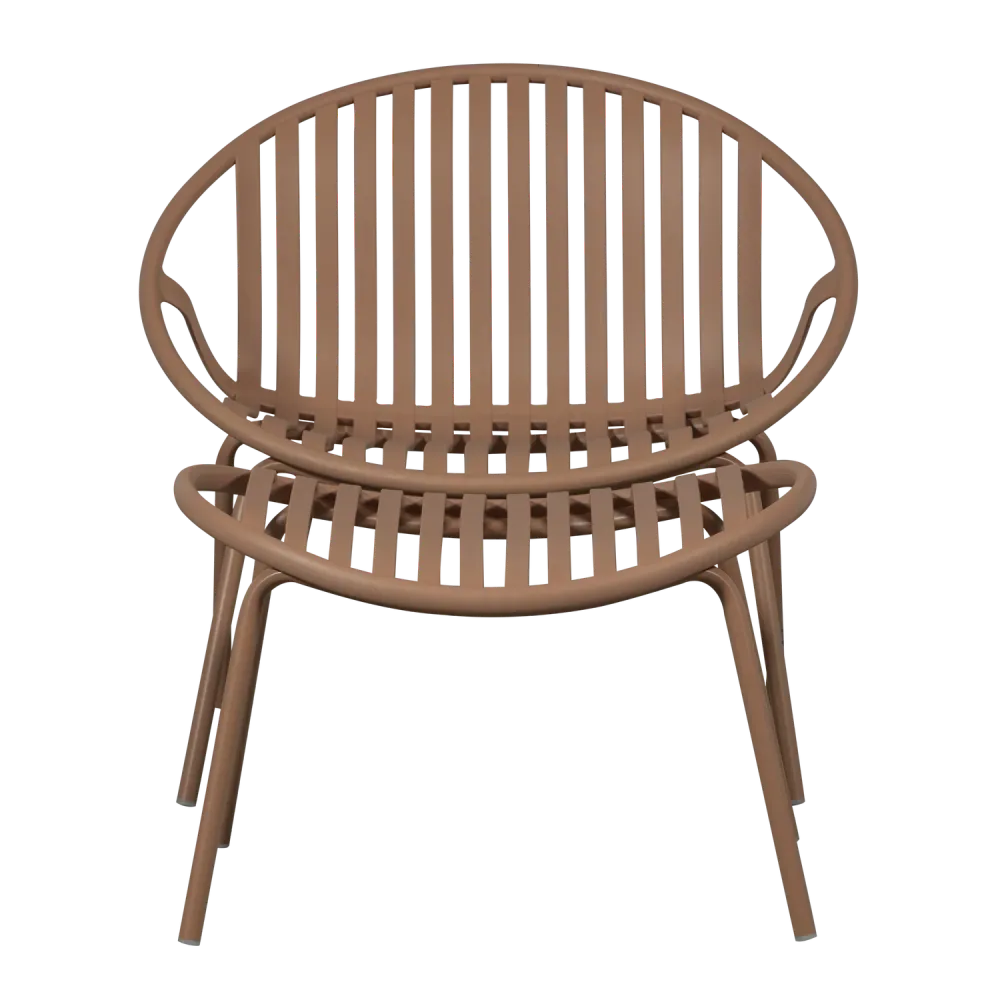 WOOOD tuinstoel met hocker Bruce - Metaal - Zalm Roze - 73x81x72 cm