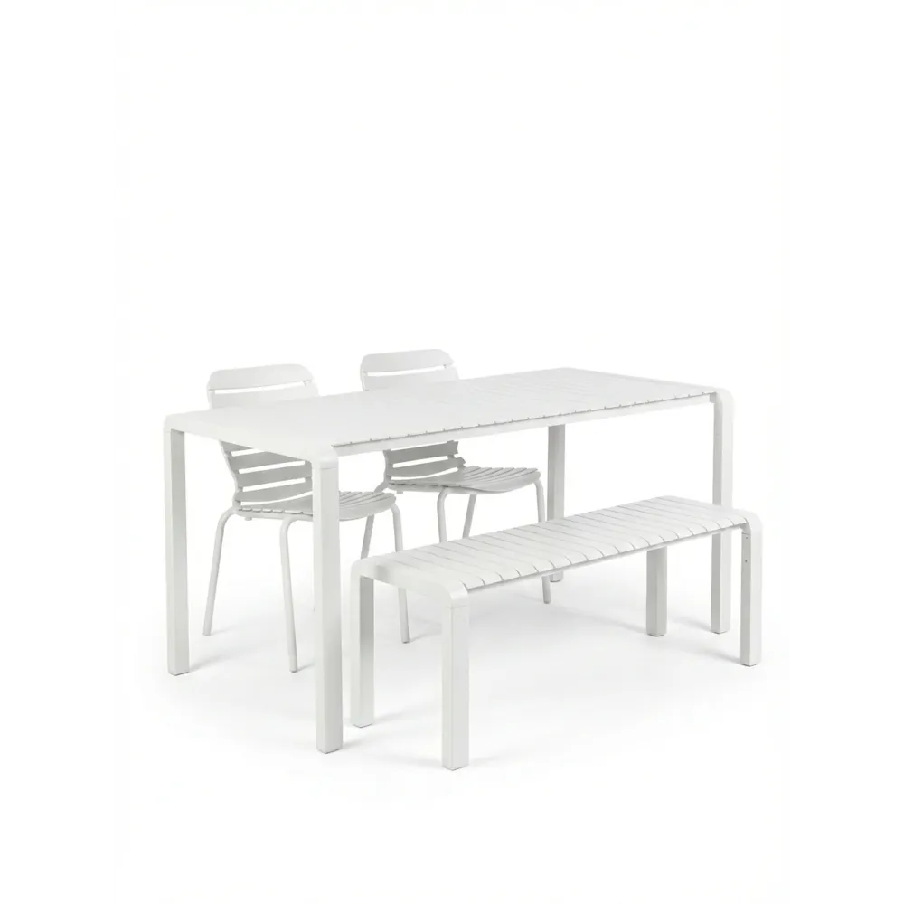 Zuiver Vondel Tuinset 4 personen - tuintafel + 2 stoelen + tuinbankje Wit