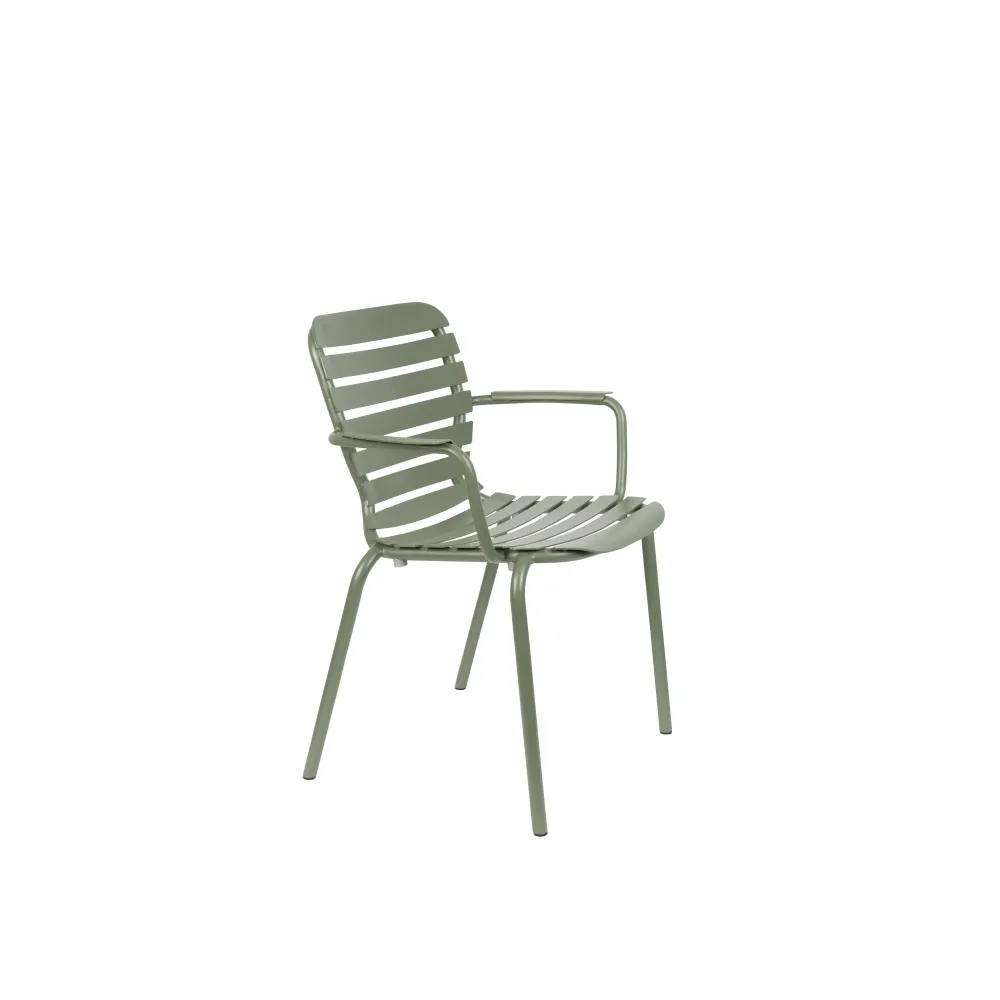 Zuiver Vondel Tuinset 4 personen - tuintafel + 4 stoelen met armleuning Groen