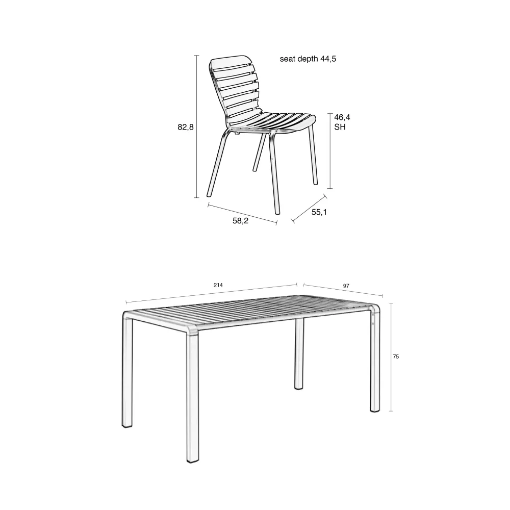 Zuiver Vondel Tuinset 6 personen - tuintafel + 6 stoelen Zwart