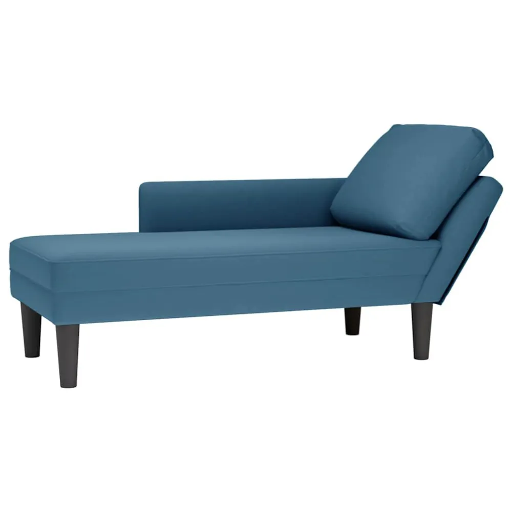 Chaise longue met kussen en rechterarmleuning fluweel blauw