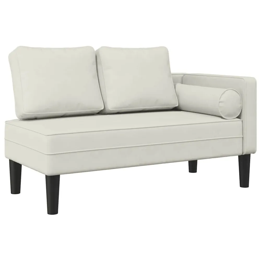 Chaise longue met kussens fluweel crèmekleurig
