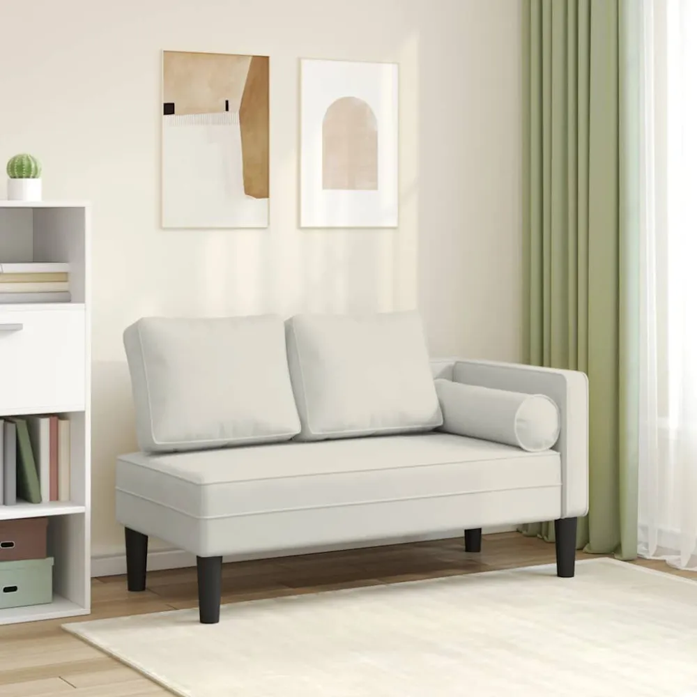 Chaise longue met kussens fluweel crèmekleurig