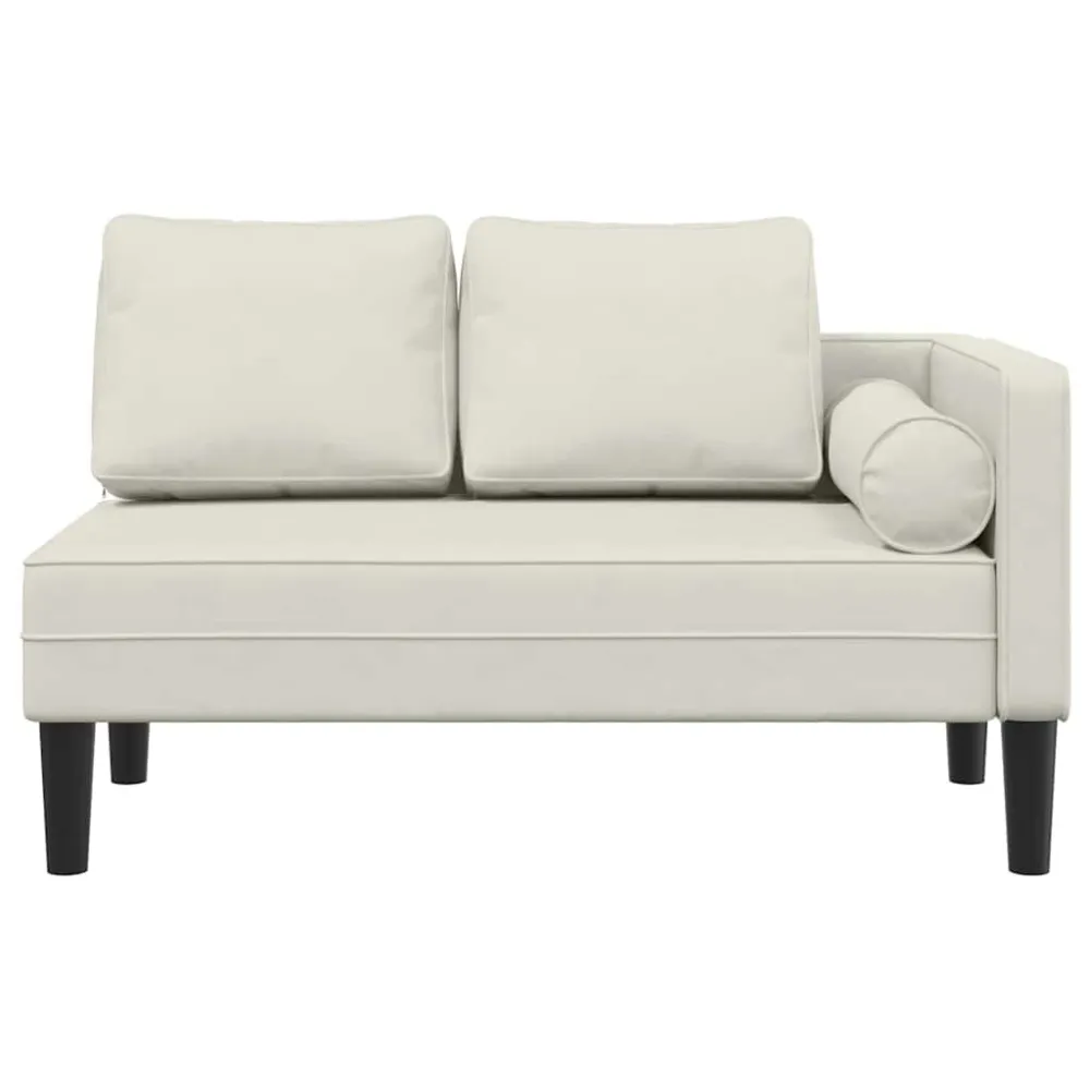 Chaise longue met kussens fluweel crèmekleurig