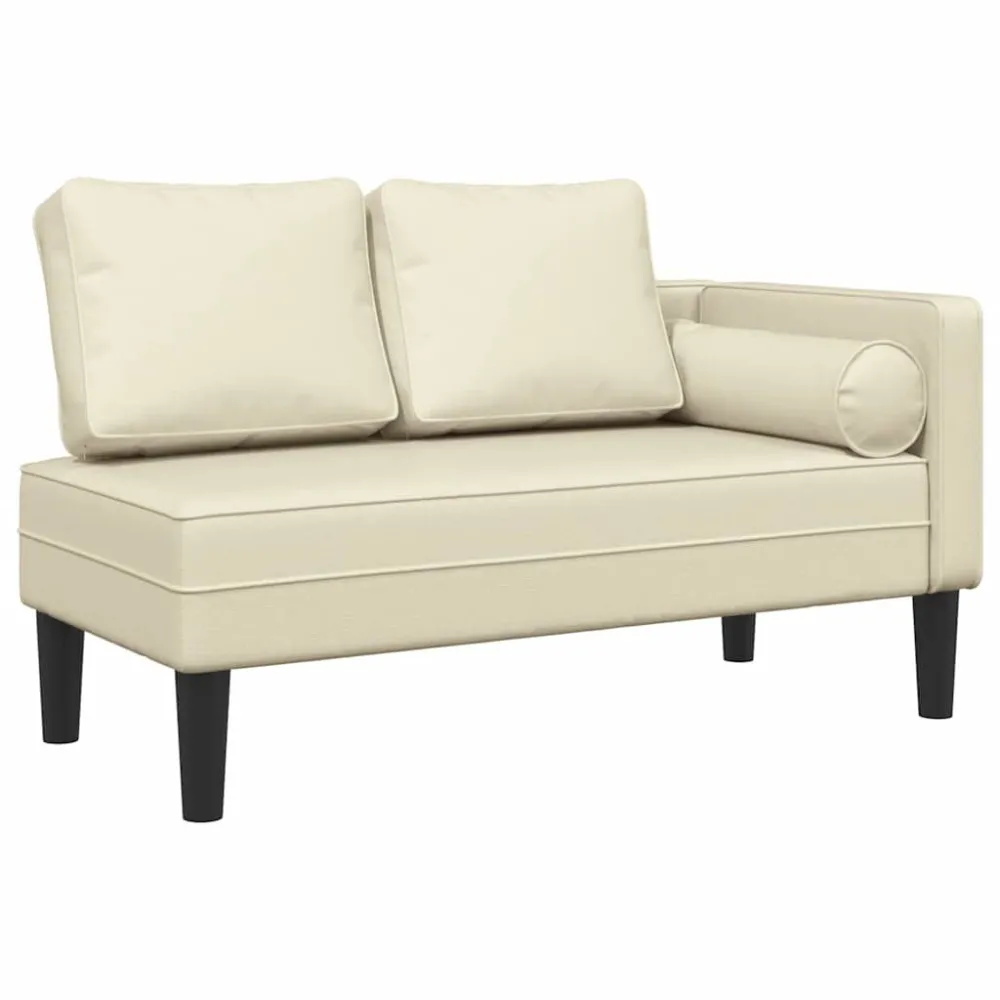 Chaise longue met kussens kunstleer crème