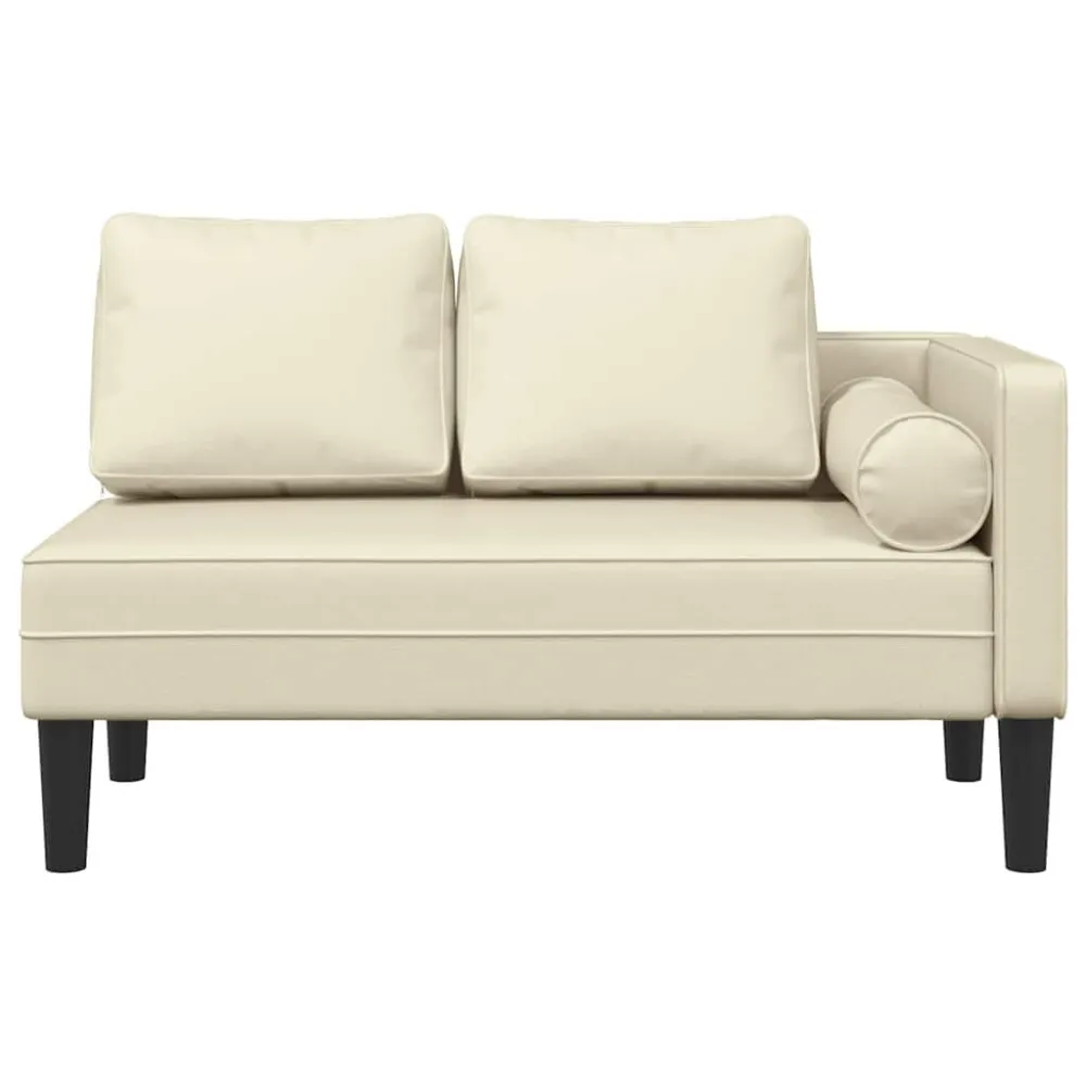 Chaise longue met kussens kunstleer crème