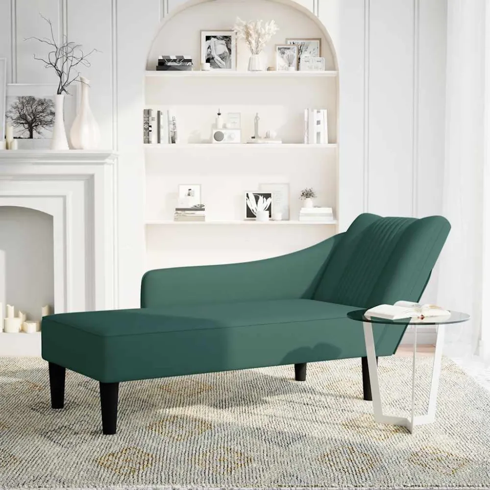 Chaise longue met rechterarmleuning fluweel donkergroen