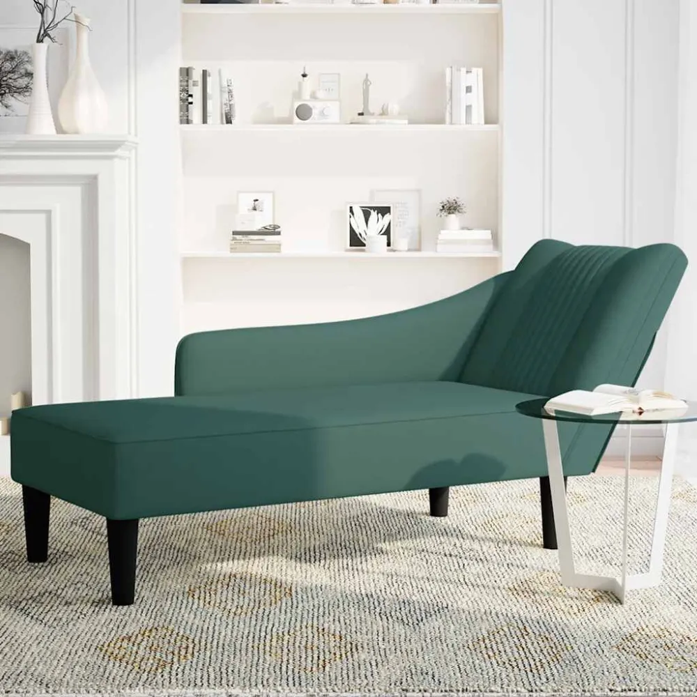 Chaise longue met rechterarmleuning fluweel donkergroen