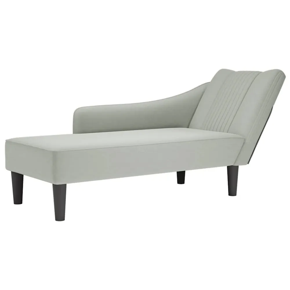 Chaise longue met rechterarmleuning fluweel lichtgrijs